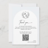 Crest Monogram trouw QR-code fotoalbum Bedankkaart (Voorkant)