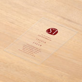 Crest Monogram Typografie Bruiloft Acryl Uitnodigingen (Laagn)