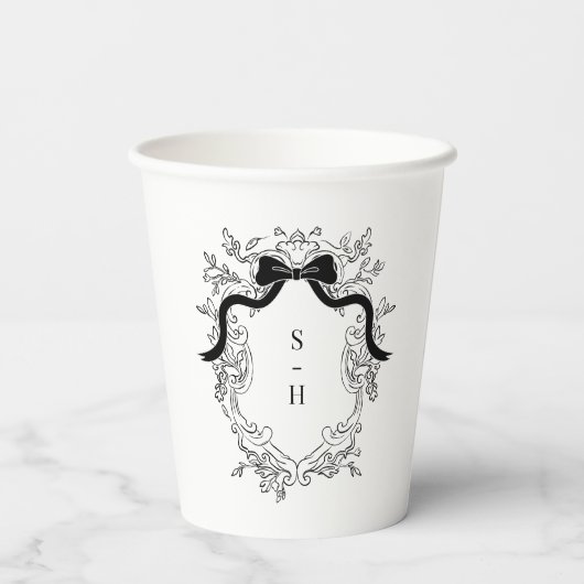 Crest Monogram  Victoriaans Franse bruiloft Papieren Bekers (Achterkant)