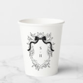 Crest Monogram Victoriaans Franse bruiloft Papieren Bekers (Voorkant)