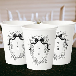 Crest Monogram  Victoriaans Franse bruiloft Papieren Bekers