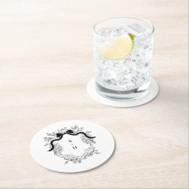 Crest Monogram  Victoriaans Franse bruiloft Ronde Kartonnen Onderzetter