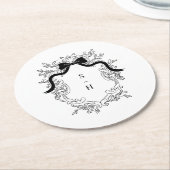 Crest Monogram  Victoriaans Franse bruiloft Ronde Kartonnen Onderzetter (Gebogen)