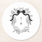 Crest Monogram  Victoriaans Franse bruiloft Ronde Kartonnen Onderzetter (Voorkant)