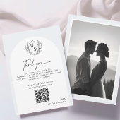 Crest Monogram wedding QR-code photo album  Bedankkaart