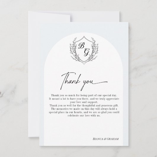 Crest Monogram wedding QR-code photo album  Bedankkaart (Voorkant)