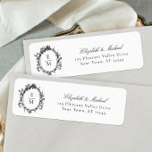 Crest Monogram Wedding Return Adres Etiket
