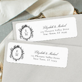 Crest Monogram Wedding Return Adres Etiket