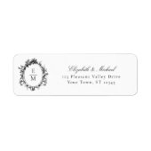  Crest Monogram Wedding Return Adres Etiket (Voorkant)