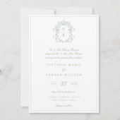  Crest Monogram Wedding Sage Kaart (Voorkant)