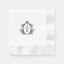  Crest Monogram Zwart-wit Bruiloft