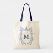 Crest monogrammed Elegant Blue Tote Bag (Achterkant)