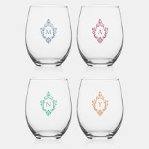  Crest Monograms Blauw Groen Sinaasappel Bourgogne