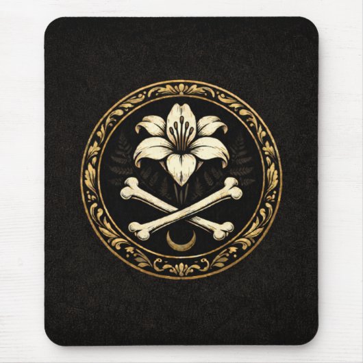 Crest Mouse Pad | Dark Academia Lily & Bones Muismat (Voorkant)