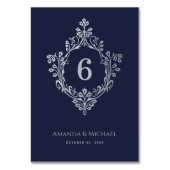 Crest Navy Blauw  Antiek Elegante bruiloft Kaart (Voorkant)