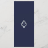 Crest Navy Blauw Vintage Elegant Monogram Trouwfee Menu (Achterkant)