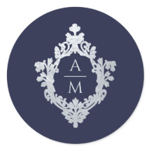 Crest Navy Blauwe Vintage  2 Initialen Monogram