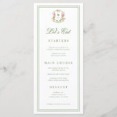 Crest Palm Tree Monogram laat tropische bruiloft e Menu (Voorkant)