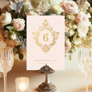 Crest Pink Faux Gold Elegante Vintage bruiloft Kaart