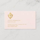  Crest Pink Faux Gold Folie Elegant Lady Visitekaartje (Achterkant)
