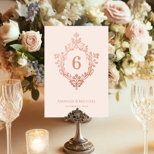 Crest Rose Goud Blush Roze Elegante Vintage Trouwf Kaart
