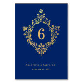 Crest Royal Blue Faux Gold Elegant Bruiloft Kaart (Achterkant)