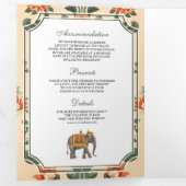Crest Royal Elephant Indiase Hindoe bruiloft Drieluik Uitnodiging (Binnenzijde eerst)