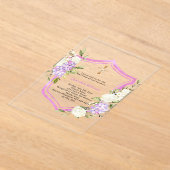 Crest roze paarse bloemen meisje duidelijk Doop Acryl Uitnodigingen (Laagn)