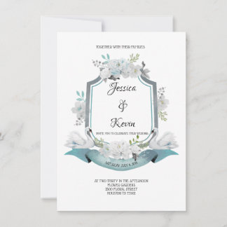 Crest Swan Wedding Uitnodiging