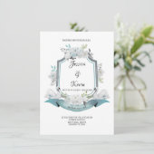 Crest Swan Wedding Uitnodiging (Staand voorkant)