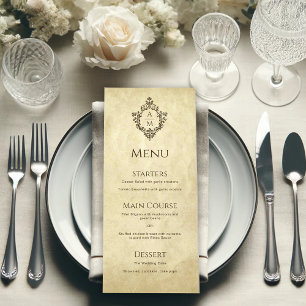 Crest Trouw Monogram Vintage Perkament Victoriaans Menu