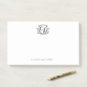 Crest van aangepast paar schrijfmonogram post-it® notes (Op bureau)