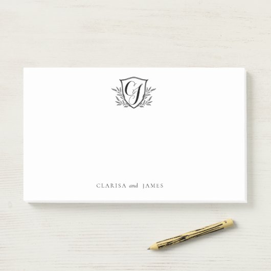 Crest van aangepast paar schrijfmonogram post-it® notes (Op bureau)