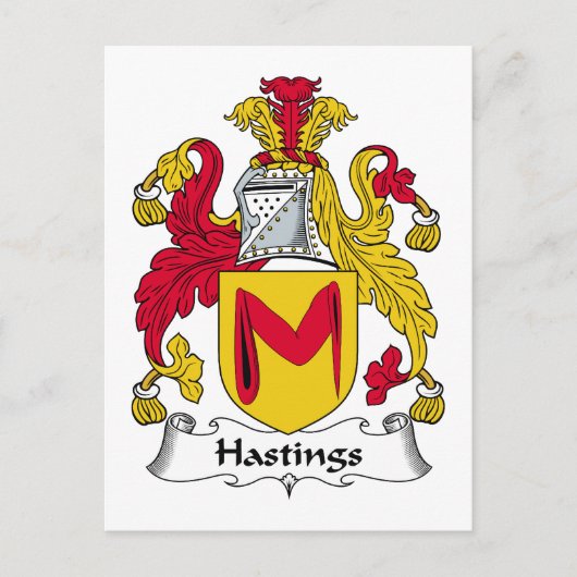 CREST van de Familie van Hastings Briefkaart (Voorkant)