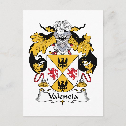 CREST van de Familie van Valencia Briefkaart (Voorkant)