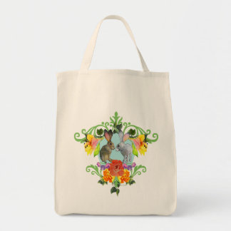 Crest van konijnen en bloemen tote bag