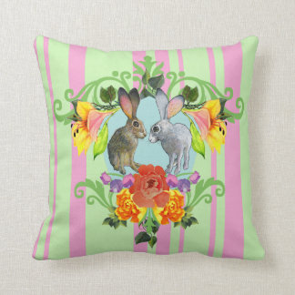 Crest van Rabbits Pink Green Pillow Kussen