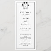  Crest Victoriaans Franse Bow Formele bruiloft Programmakaart (Voorkant)