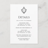 Crest Wedding Details Zwart Wit Monogram Informatiekaartje (Voorkant)