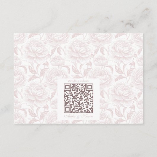 Crest Wedding Monogram Blush Pink Script details Informatiekaartje (Achterkant)