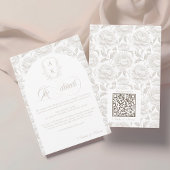Crest Wedding Monogram Bord Taupe Script details Informatiekaartje