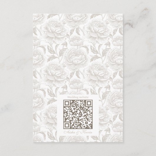 Crest Wedding Monogram Bord Taupe Script details Informatiekaartje (Achterkant)