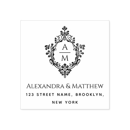 Crest Wedding Monogram Namen Adres Rubberstempel (Afrduk)
