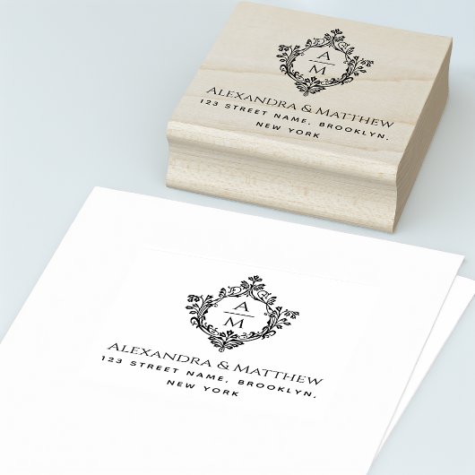  Crest Wedding Monogram Namen Adres Rubberstempel