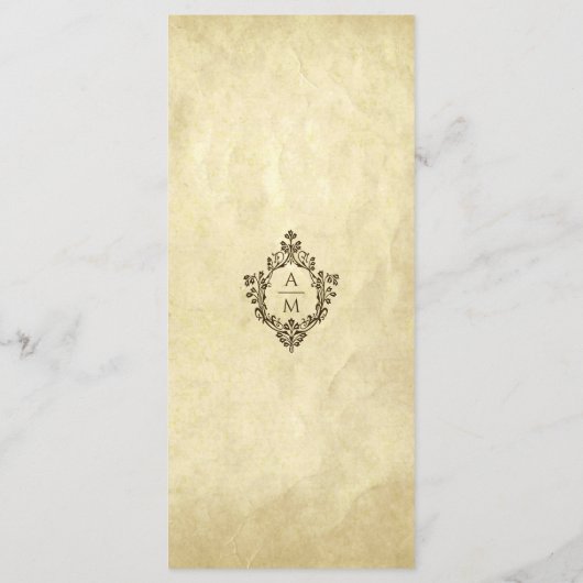 Crest Wedding Monogram perkament Victoriaans Menu (Achterkant)
