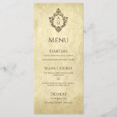 Crest Wedding Monogram  perkament Victoriaans Menu (Voorkant)