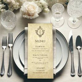 Crest Wedding Monogram  perkament Victoriaans Menu
