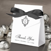 Crest Wedding Monogram Zwart en Wit Dank u Bedankdoosjes