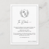 Crest Wedding Monogram zwart-wit details Informatiekaartje (Voorkant)