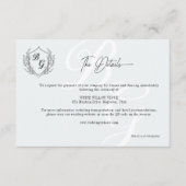 Crest Wedding Monogram zwart-wit QR details Informatiekaartje (Voorkant)